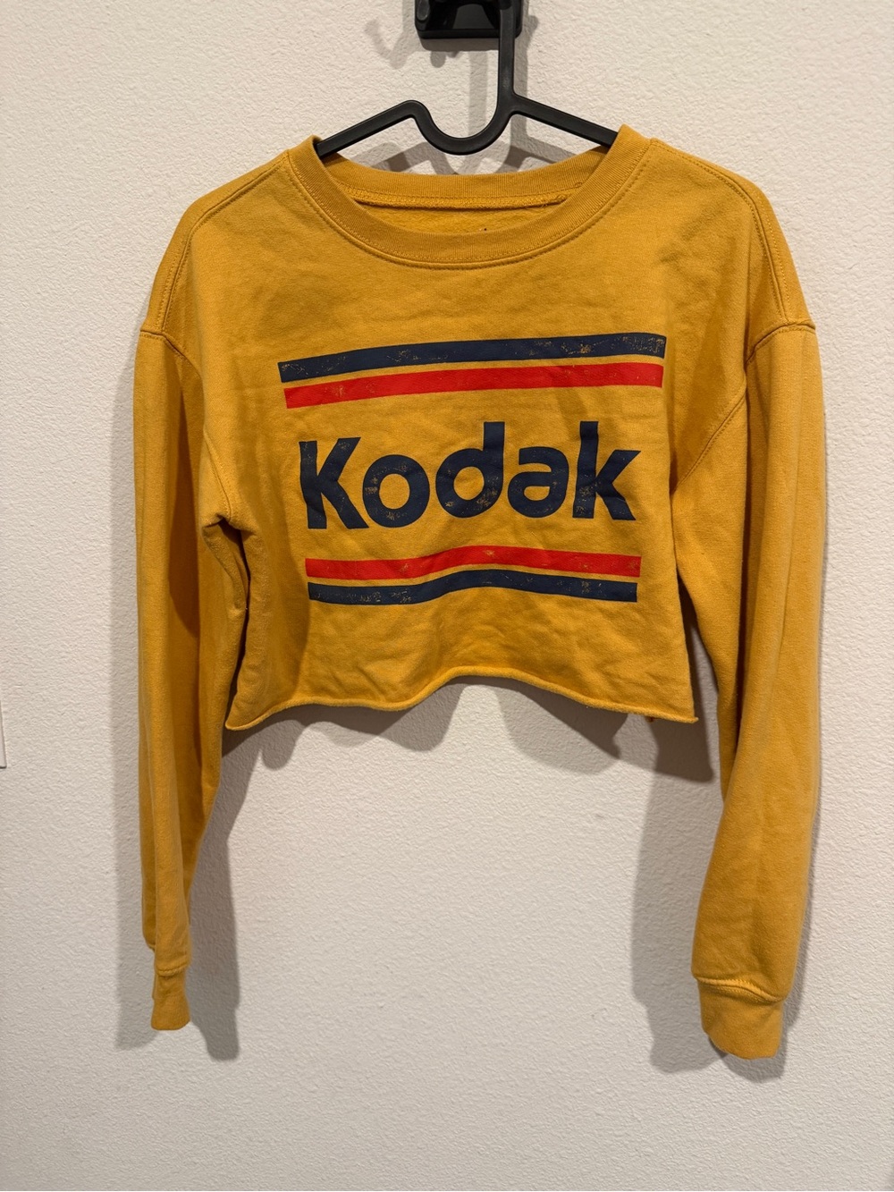 Kodak brand retro graphic long-sleeve crop top sweatshirt